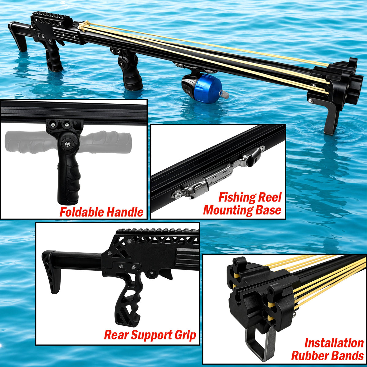 New Upgraded Outdoor Fishing Slingshot, Heavy Duty Fish Rod Slingshot Gear, Max Performance Metal Slingshot, Safety Lock Trigger Automatic Slingshot, Essential for Outdoors Lakes,Rivers Fishing and Forest Shooting,Adult Slingshot with Rubber Bands